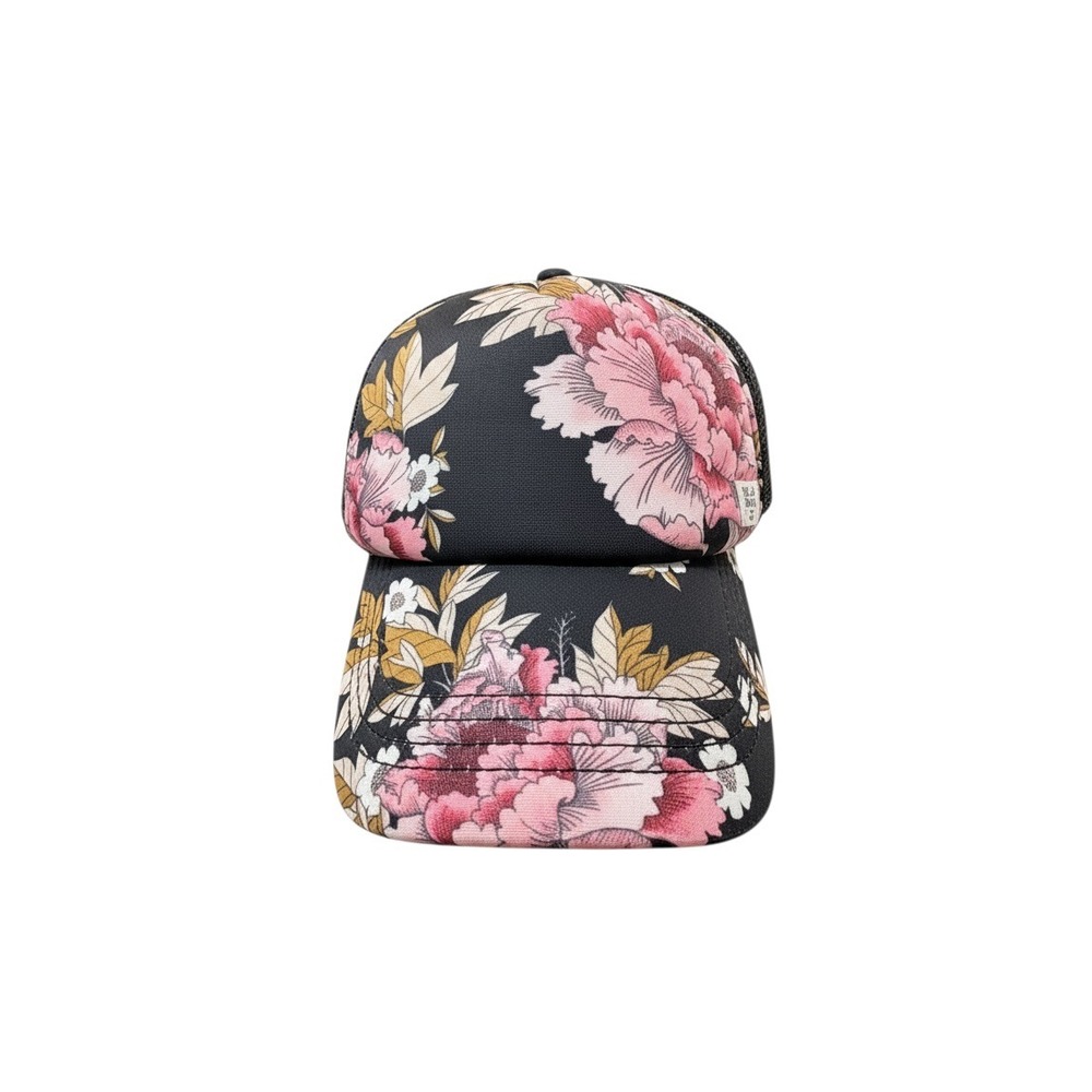 Billabong Trucker Hat Women One Size Grey Excellent Tropical Floral Snapback Cap